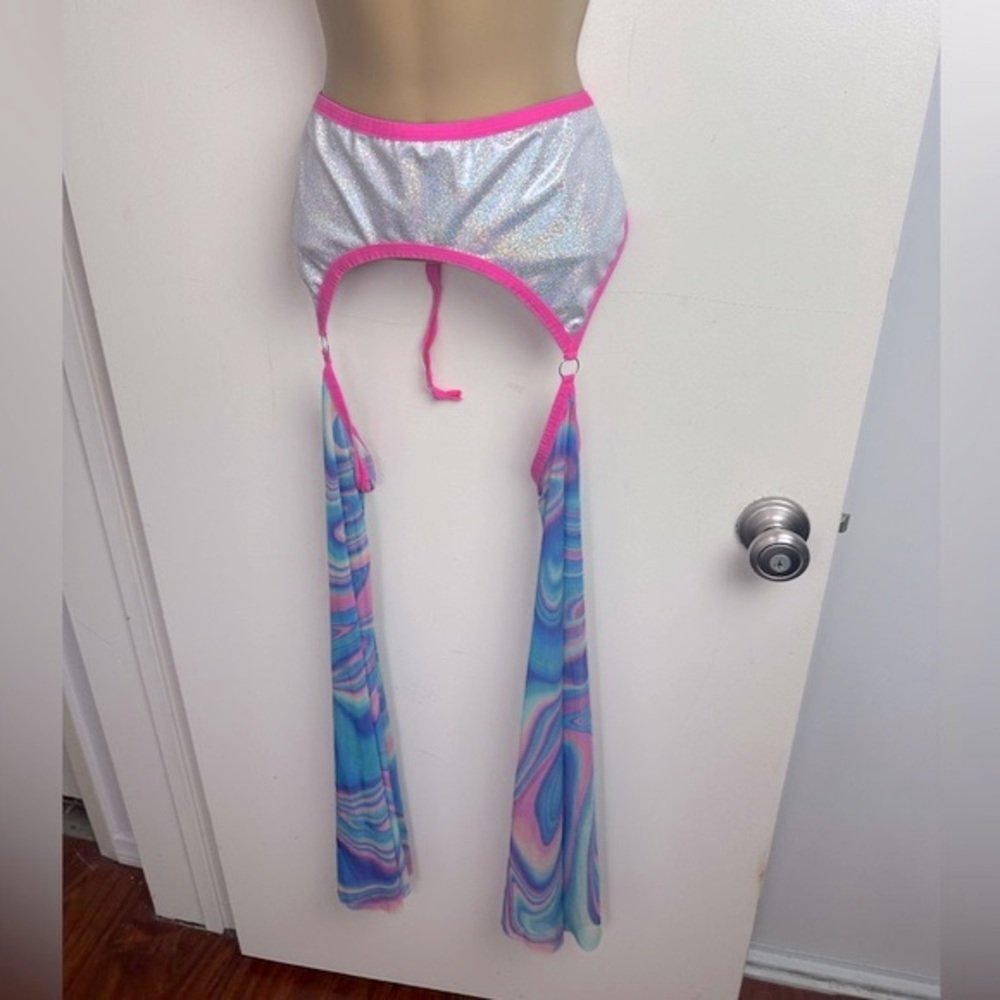 The Lyte Couture X Dolls Kill Pink Blue Midnight Trip Garter Bell Bottom NWOT L